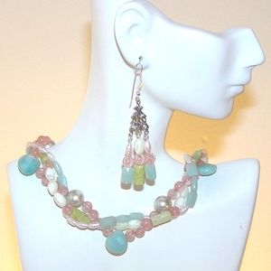 Amazonite, Jasper & Shell Bead Necklace Set